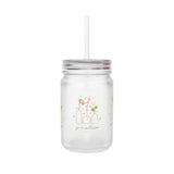 Personalized Frosted Glass Mason Jars | 12oz with Straw & Lid | Ideal for Drinks