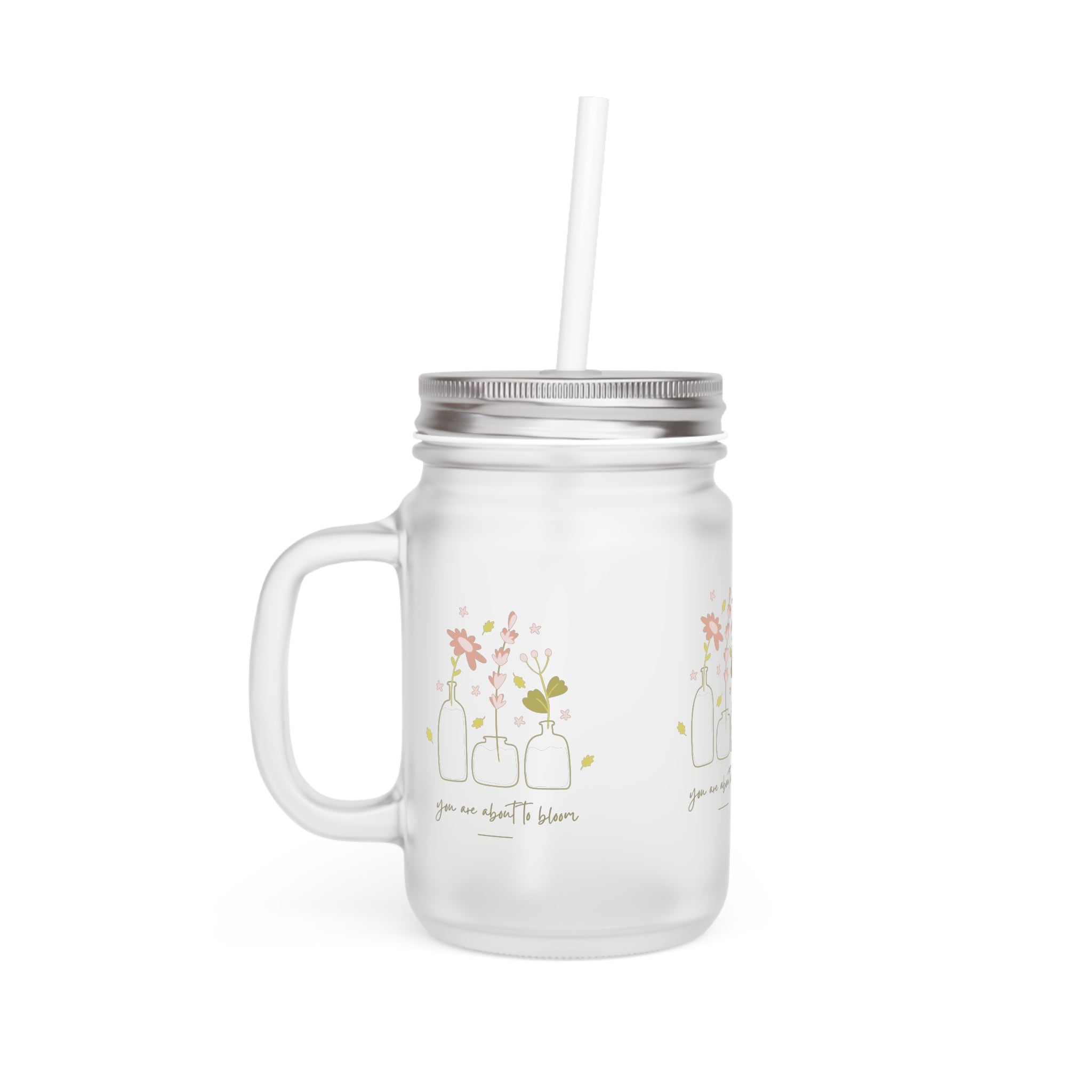 Personalized Frosted Glass Mason Jars | 12oz with Straw & Lid | Ideal for Drinks