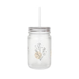 Personalized Frosted Glass Mason Jars | 12oz with Straw & Lid | Ideal for Drinks