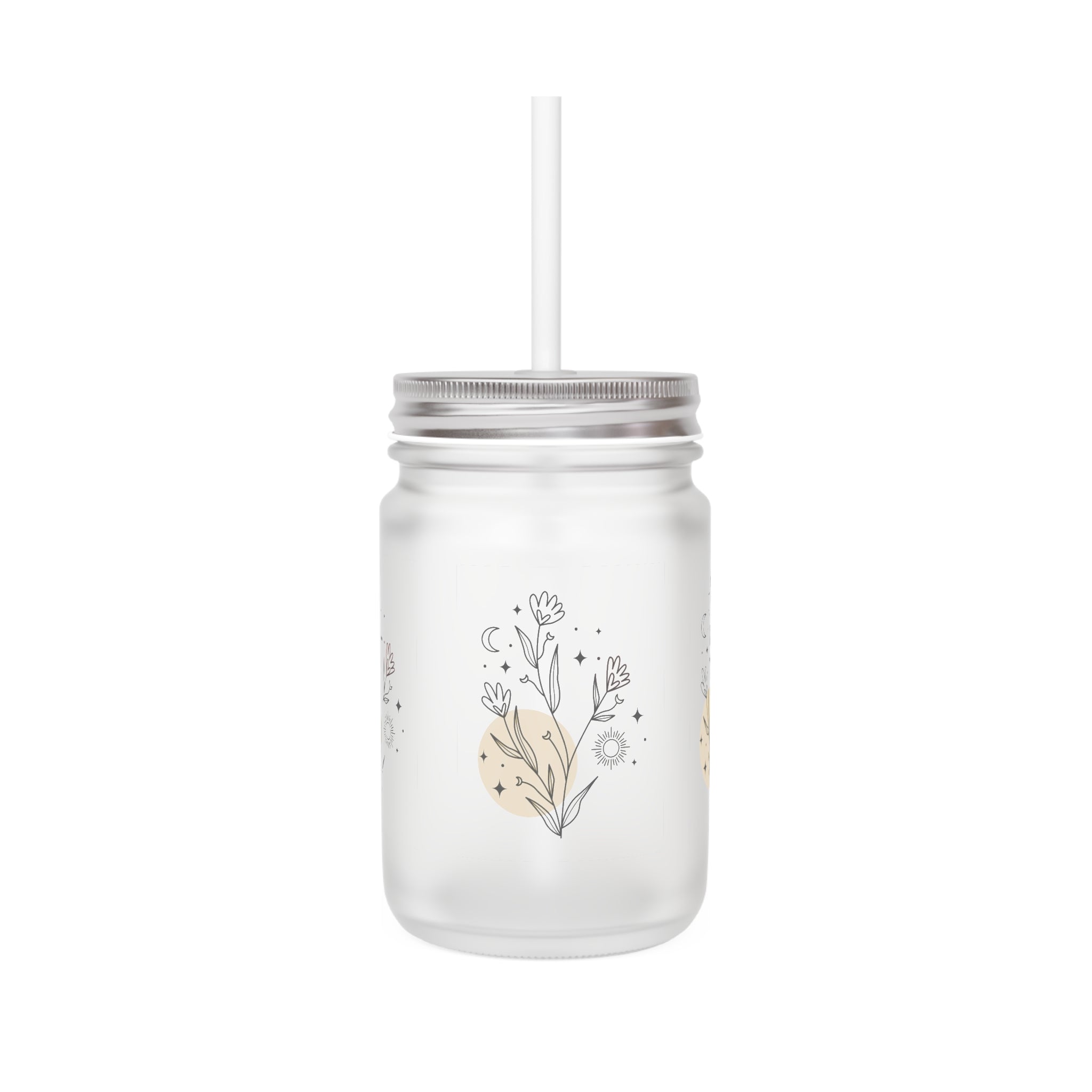 Personalized Frosted Glass Mason Jars | 12oz with Straw & Lid | Ideal for Drinks