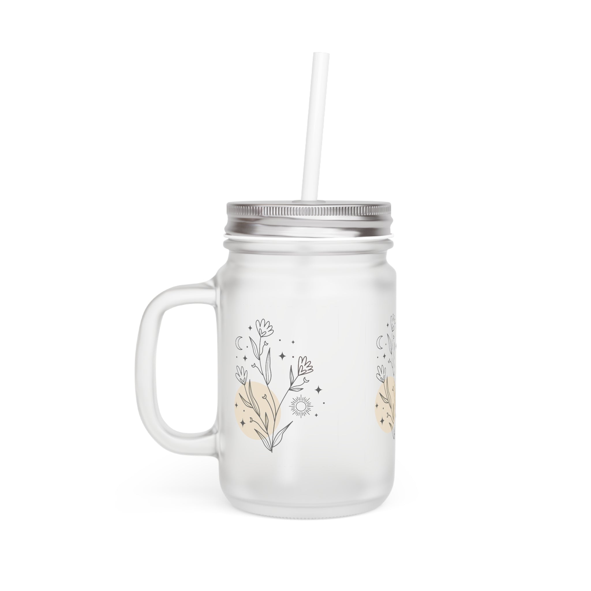 Personalized Frosted Glass Mason Jars | 12oz with Straw & Lid | Ideal for Drinks